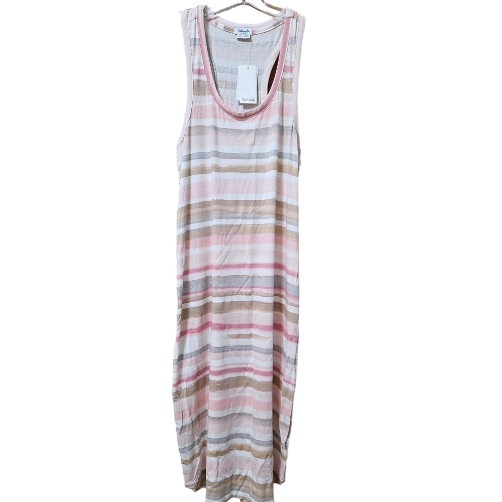 Splendid Pink Watercolor Stripe Sleeveless Sleep Shirt NEW